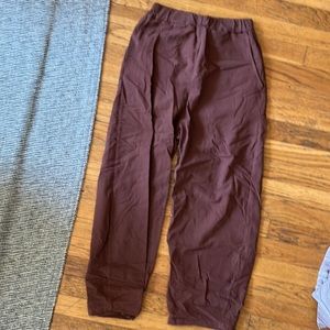 Elastic waist cotton pants / coffee brown / xs